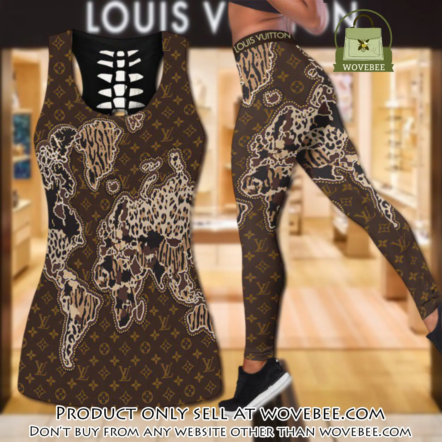 Louis vuitton map tank top leggings set luxury brand lv for women yoga gym wvb0324816